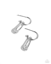 Load image into Gallery viewer, Safety Pin Sentiment-White Hoop Earring #0126
