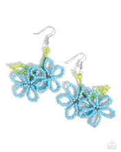 Load image into Gallery viewer, Beaded Blooms-Blue Earring #0093
