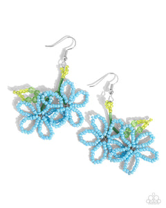 Beaded Blooms-Blue Earring #0093