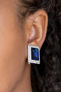 Crowned Couture-Blue Clip On Earring #0043