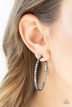 Load image into Gallery viewer, Comin’ Into Money-Black Hoop Earring E0242
